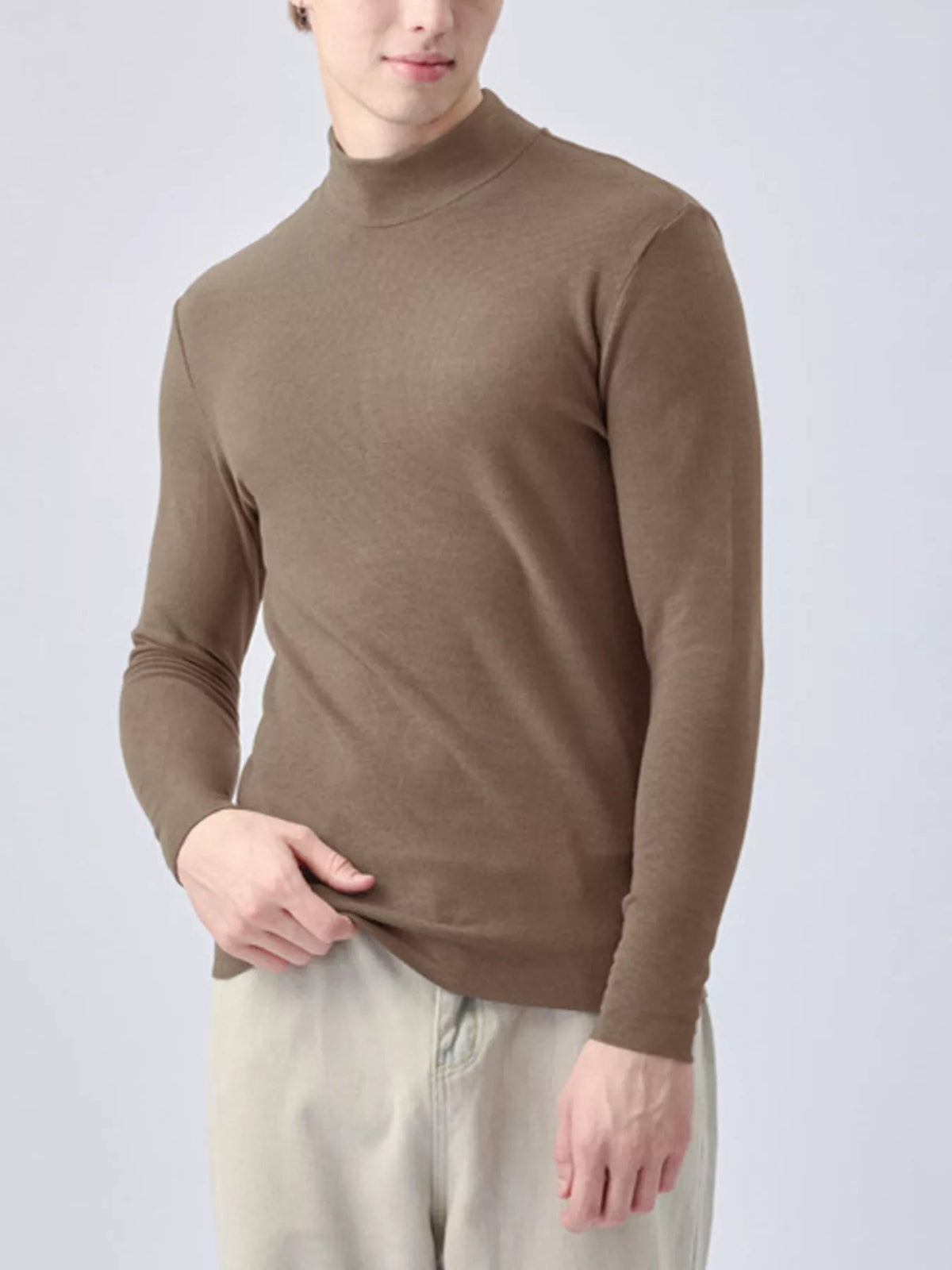 Men's Plus Size Mock Neck Long Sleeve Top - Artículos HE