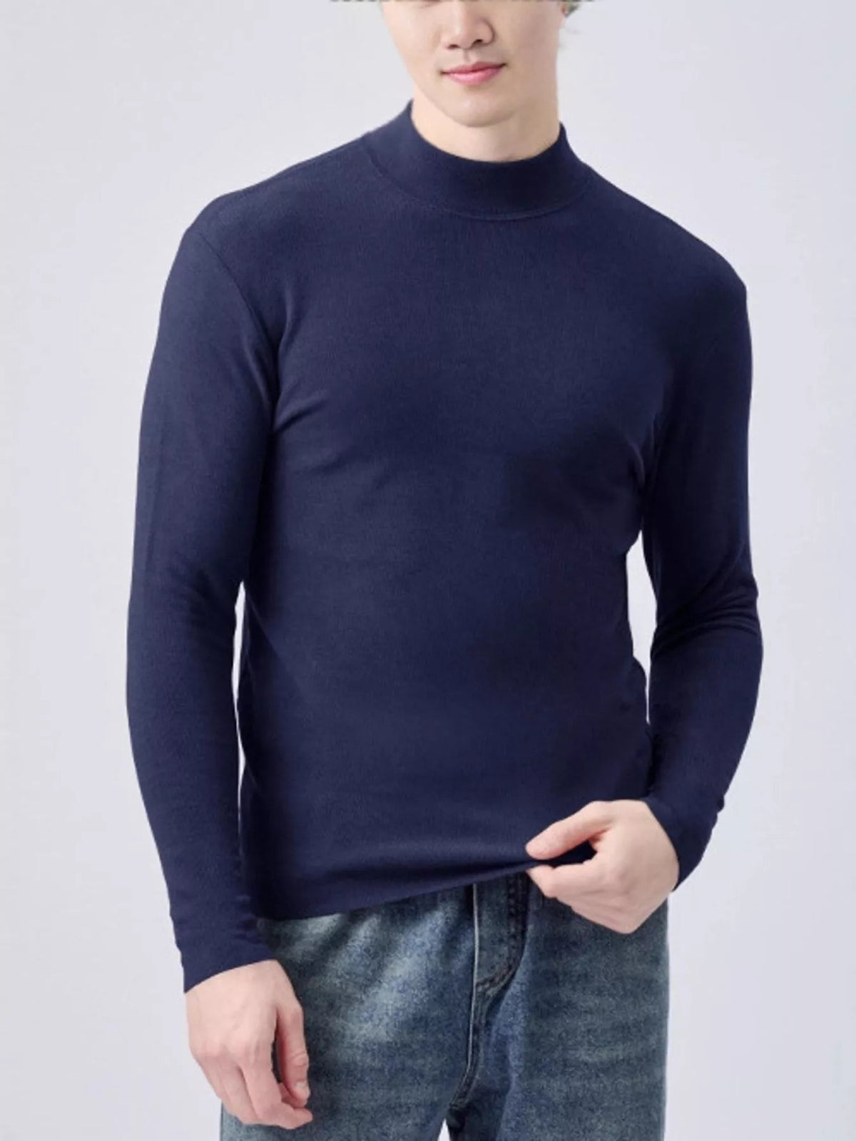 Men's Plus Size Mock Neck Long Sleeve Top - Artículos HE