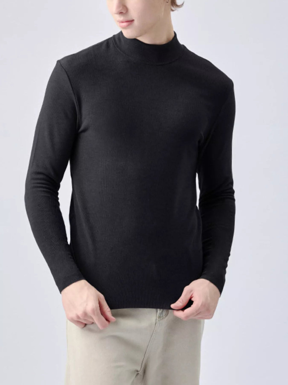 Men's Plus Size Mock Neck Long Sleeve Top - Artículos HE