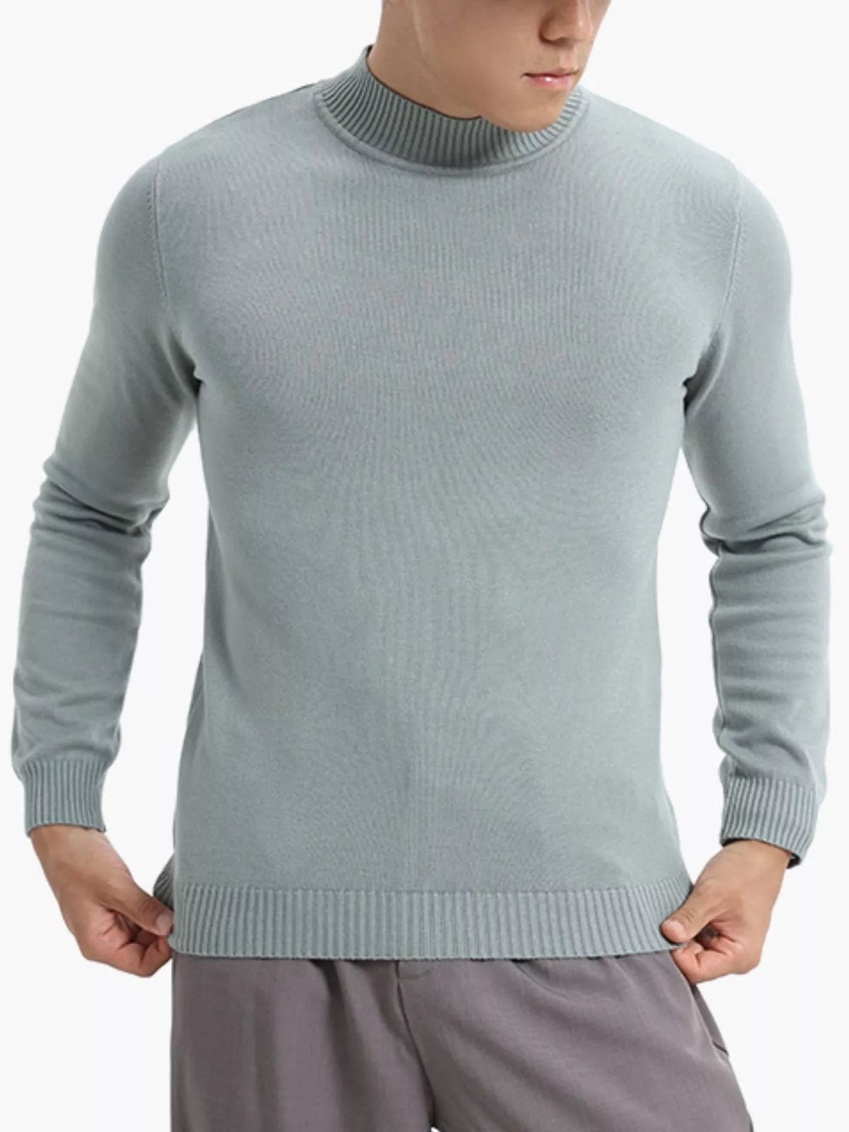 Men's Plus Size Mock Neck Slim Fit Knit Top - Artículos HE
