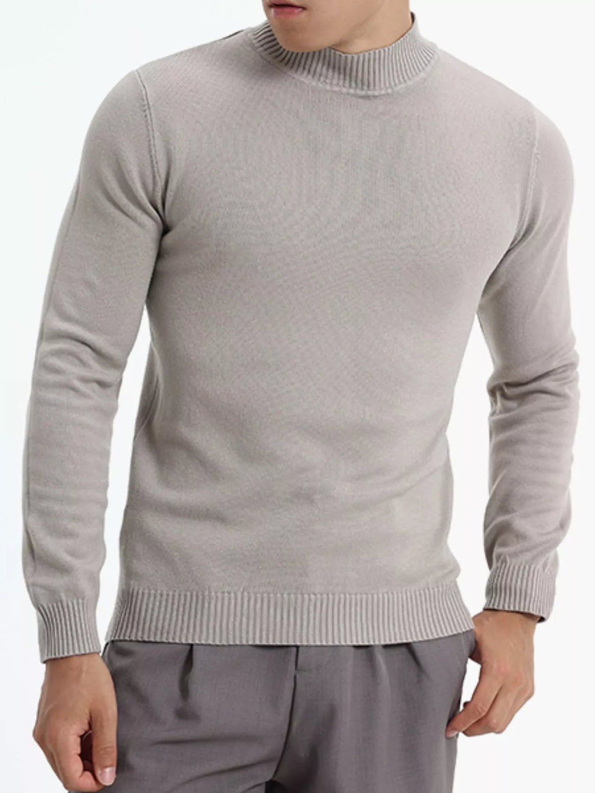 Men's Plus Size Mock Neck Slim Fit Knit Top - Artículos HE