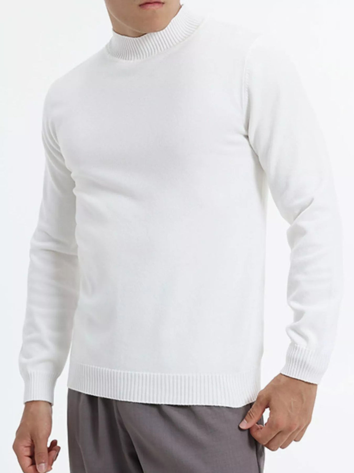 Men's Plus Size Mock Neck Slim Fit Knit Top - Artículos HE