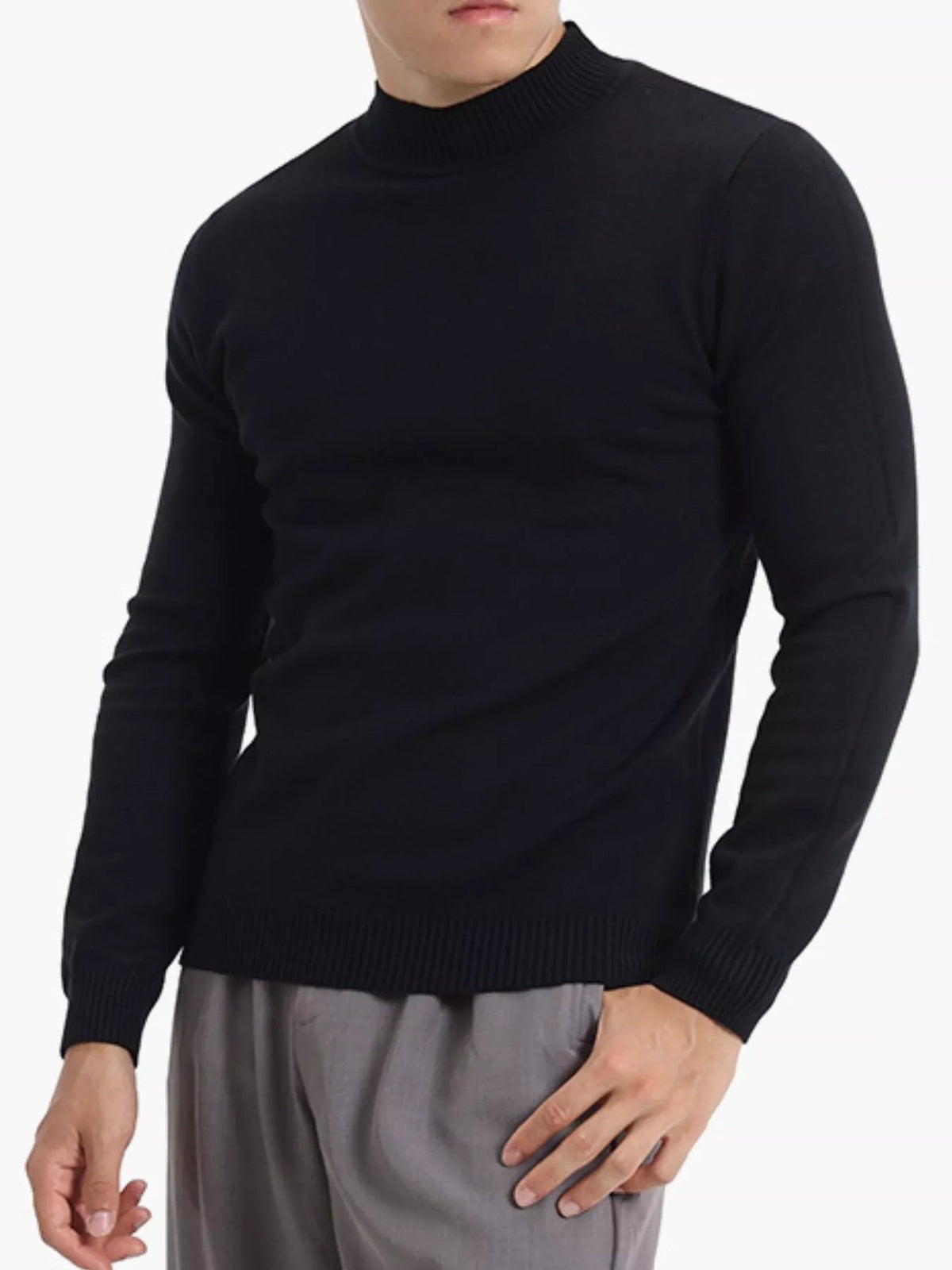 Men's Plus Size Mock Neck Slim Fit Knit Top - Artículos HE