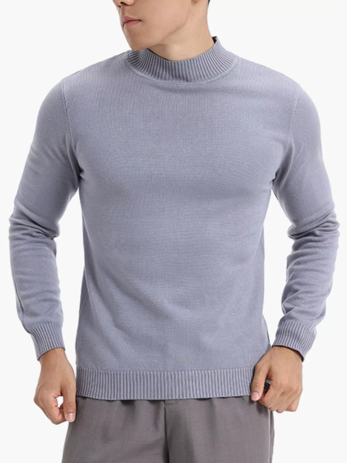 Men's Plus Size Mock Neck Slim Fit Knit Top - Artículos HE
