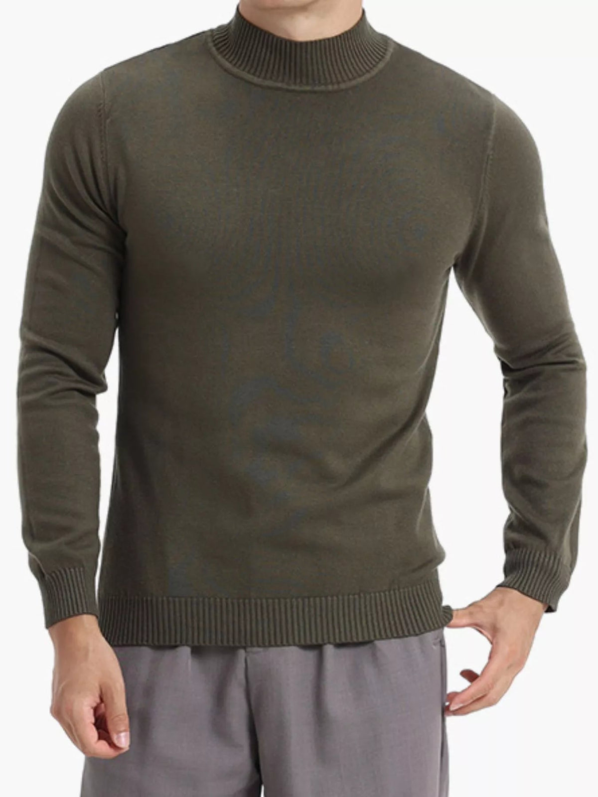 Men's Plus Size Mock Neck Slim Fit Knit Top - Artículos HE
