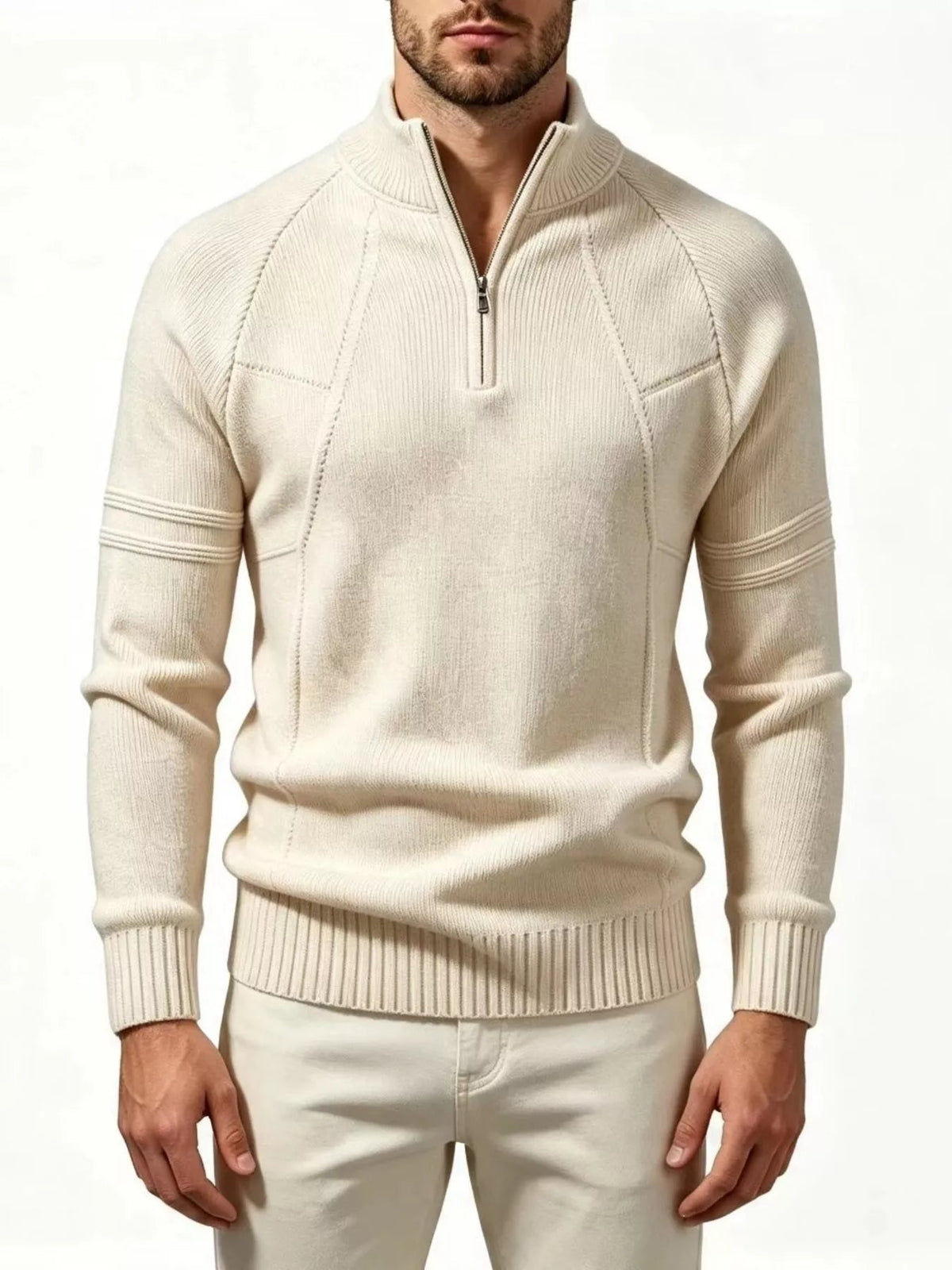 Men's Plus Size Quarter-Zip Ribbed Knit Sweater - Artículos HE