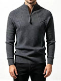 Men's Plus Size Quarter-Zip Ribbed Knit Sweater - Artículos HE