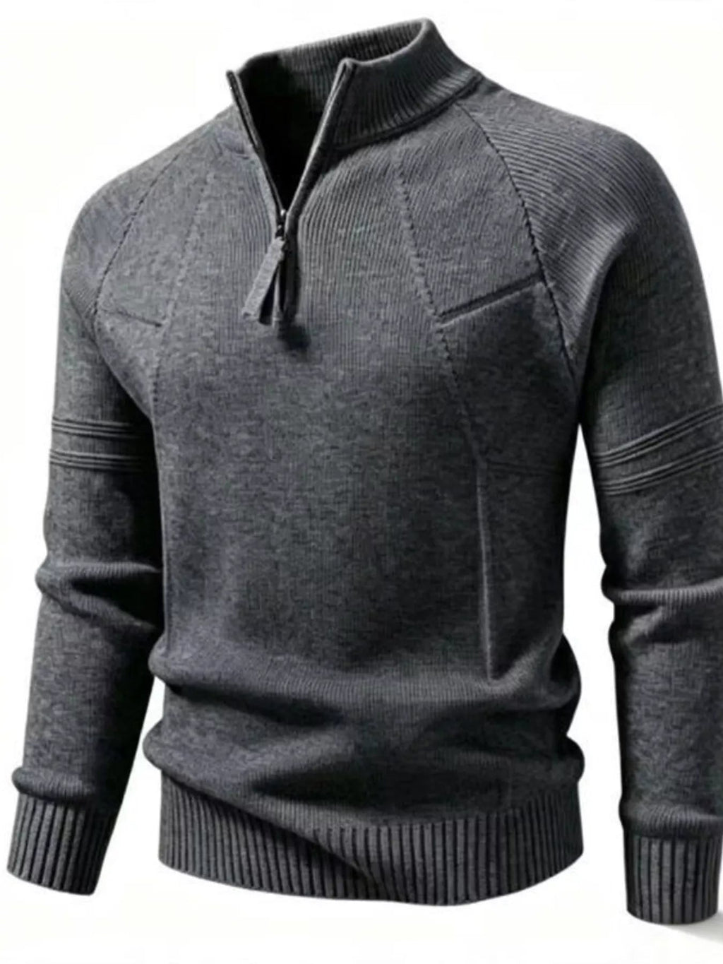 Men's Plus Size Quarter-Zip Ribbed Knit Sweater - Artículos HE