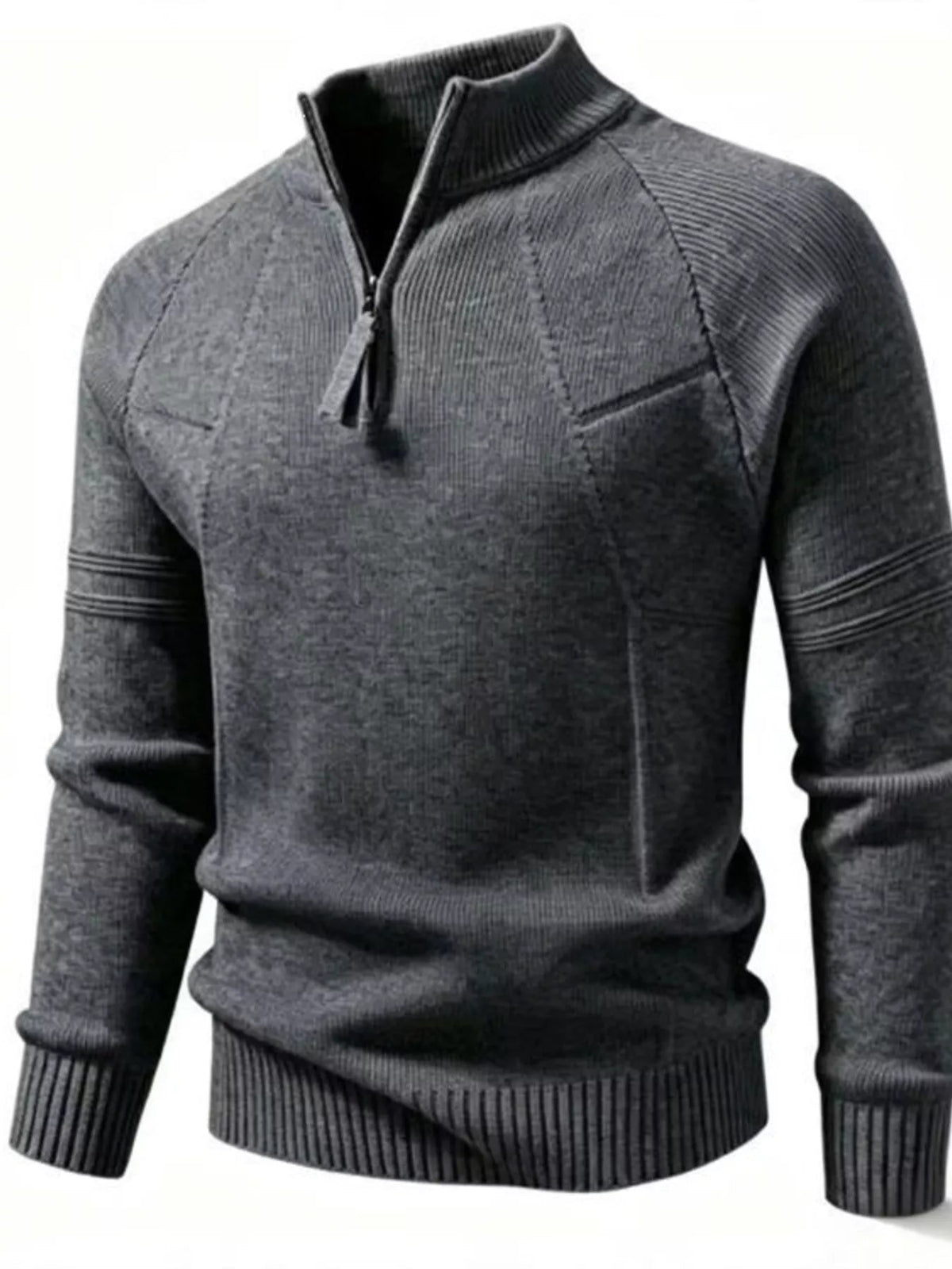 Men's Plus Size Quarter-Zip Ribbed Knit Sweater - Artículos HE