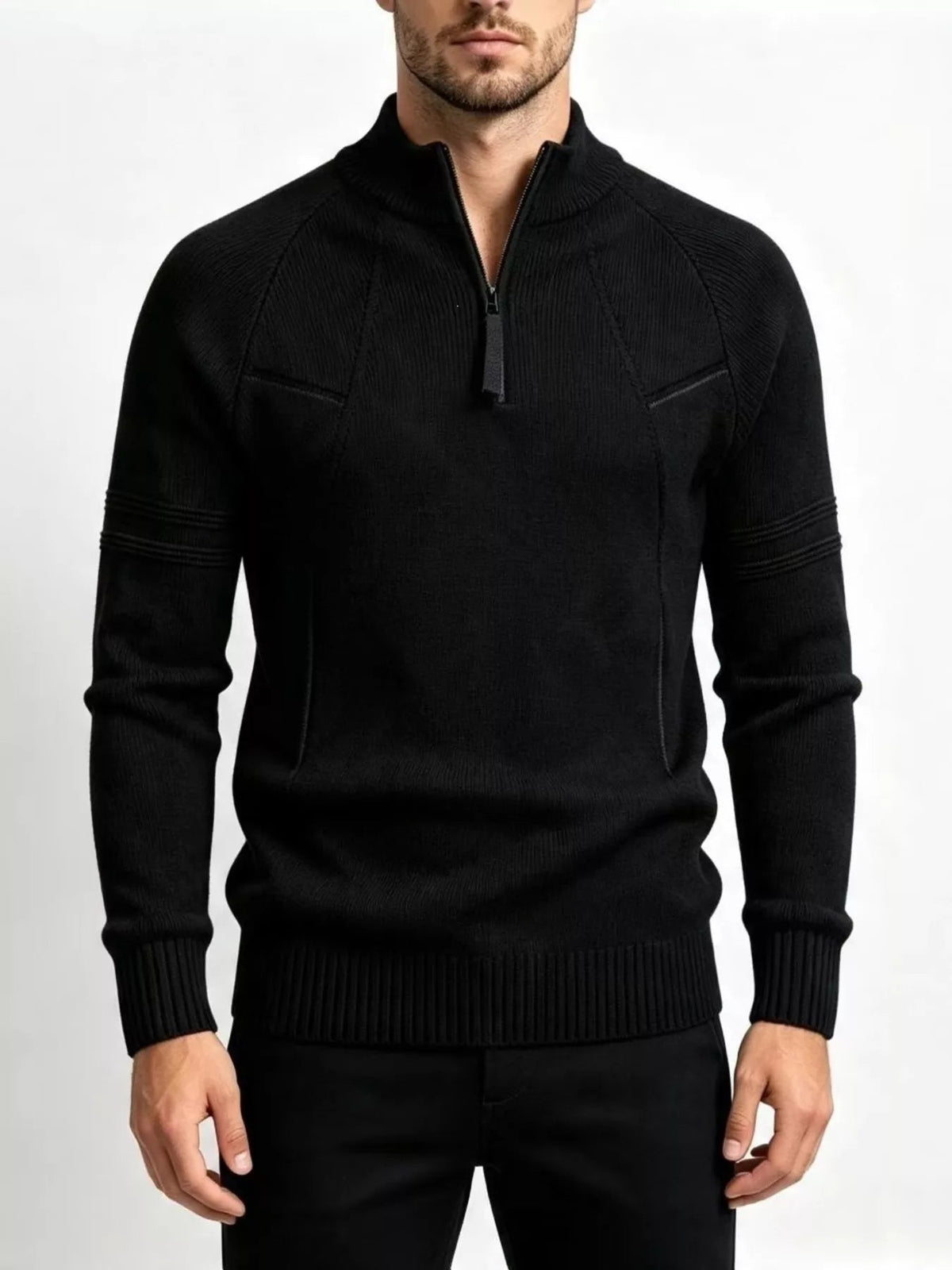 Men's Plus Size Quarter-Zip Ribbed Knit Sweater - Artículos HE
