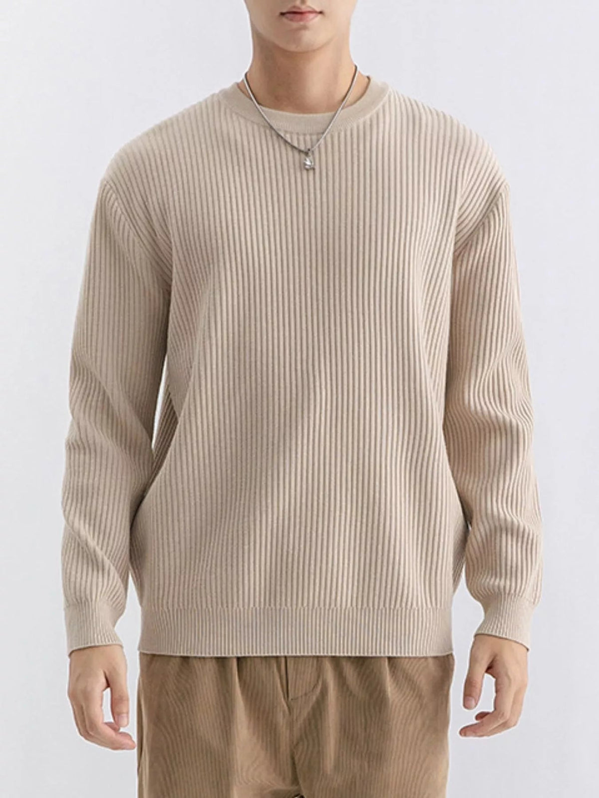 Men's Plus Size Ribbed Knit Crew Neck Sweater - Artículos HE