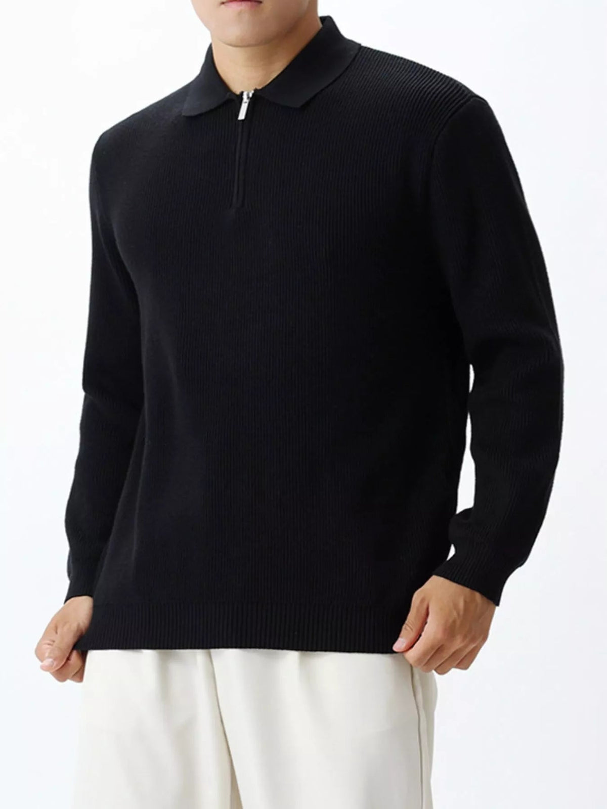 Men's Plus Size Ribbed Knit Quarter-Zip Sweater - Artículos HE