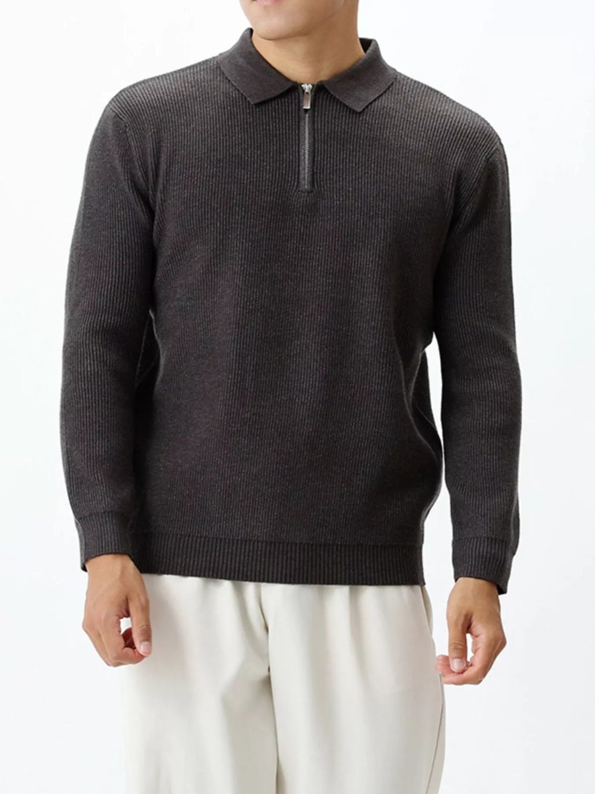 Men's Plus Size Ribbed Knit Quarter-Zip Sweater - Artículos HE