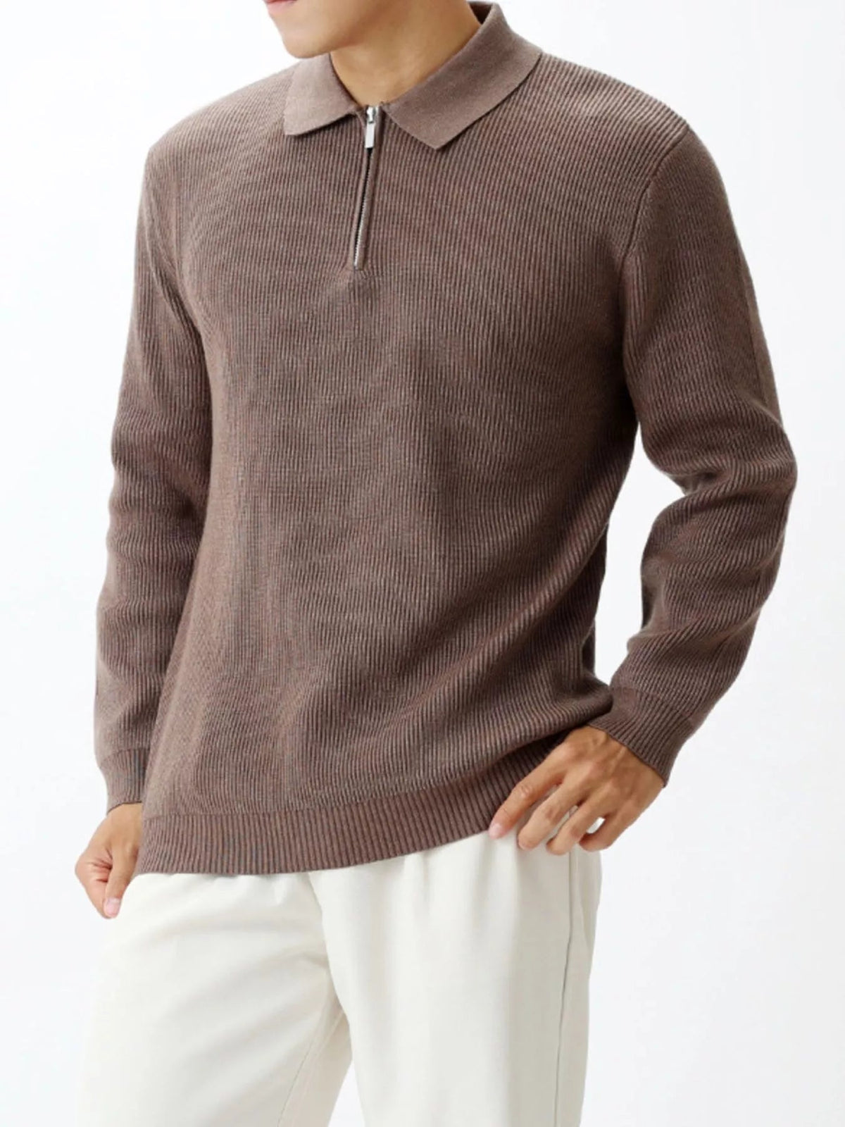 Men's Plus Size Ribbed Knit Quarter-Zip Sweater - Artículos HE