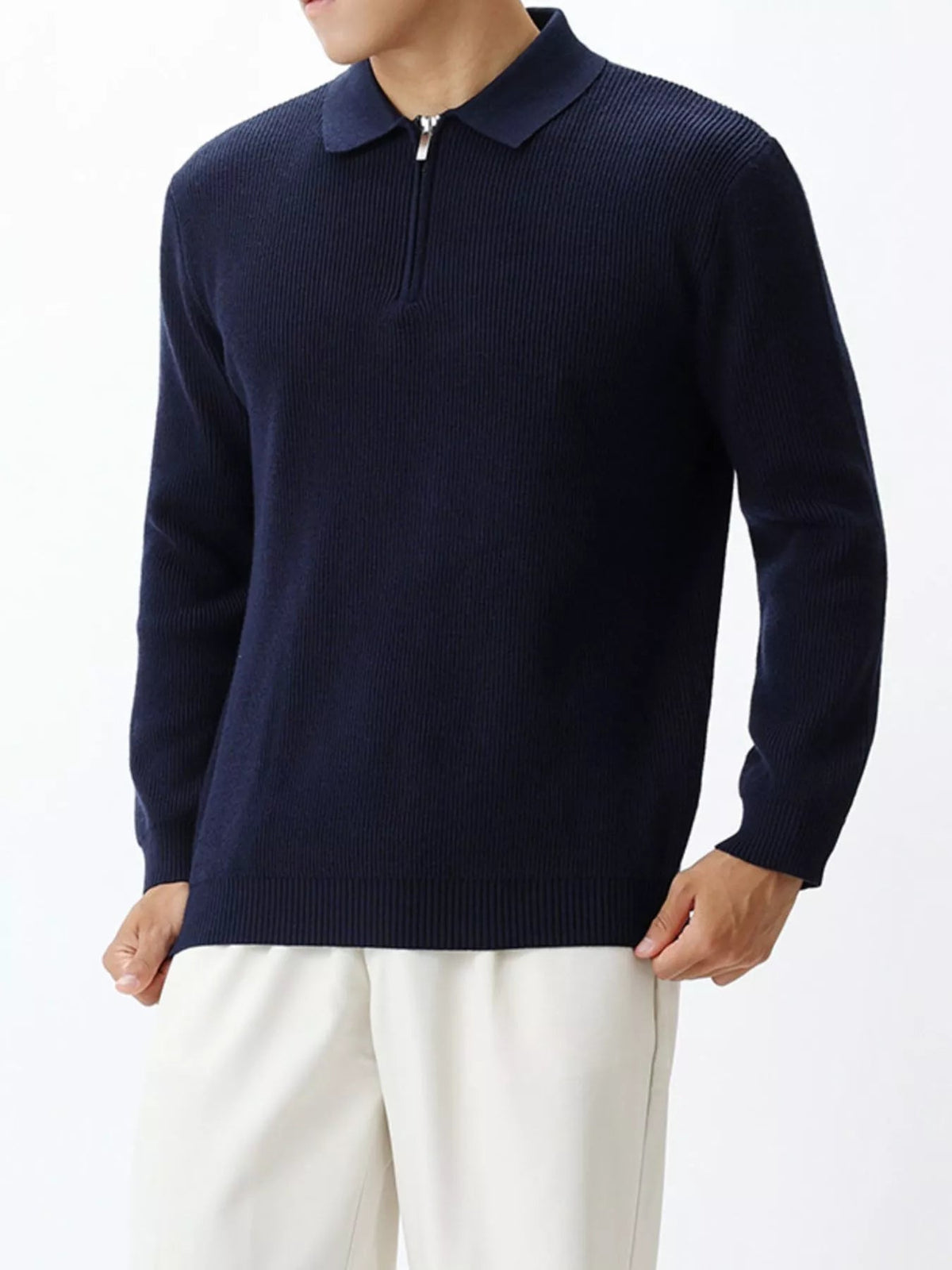 Men's Plus Size Ribbed Knit Quarter-Zip Sweater - Artículos HE