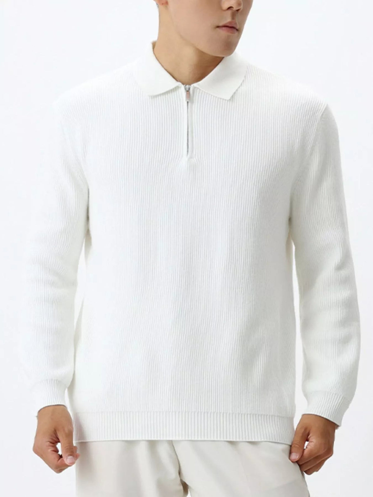 Men's Plus Size Ribbed Knit Quarter-Zip Sweater - Artículos HE