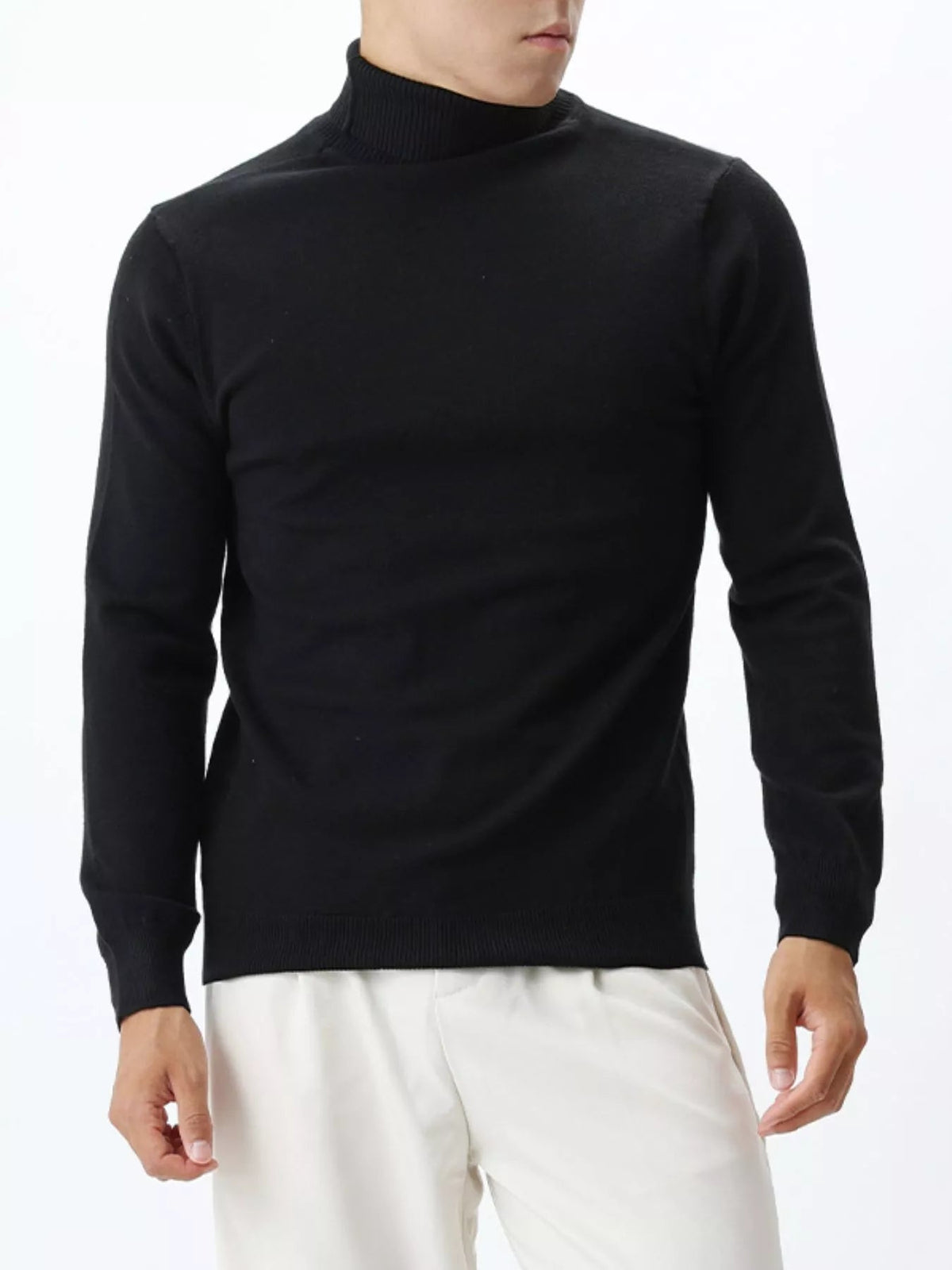 Men's Plus Size Slim-Fit Ribbed Turtleneck Sweater - Artículos HE
