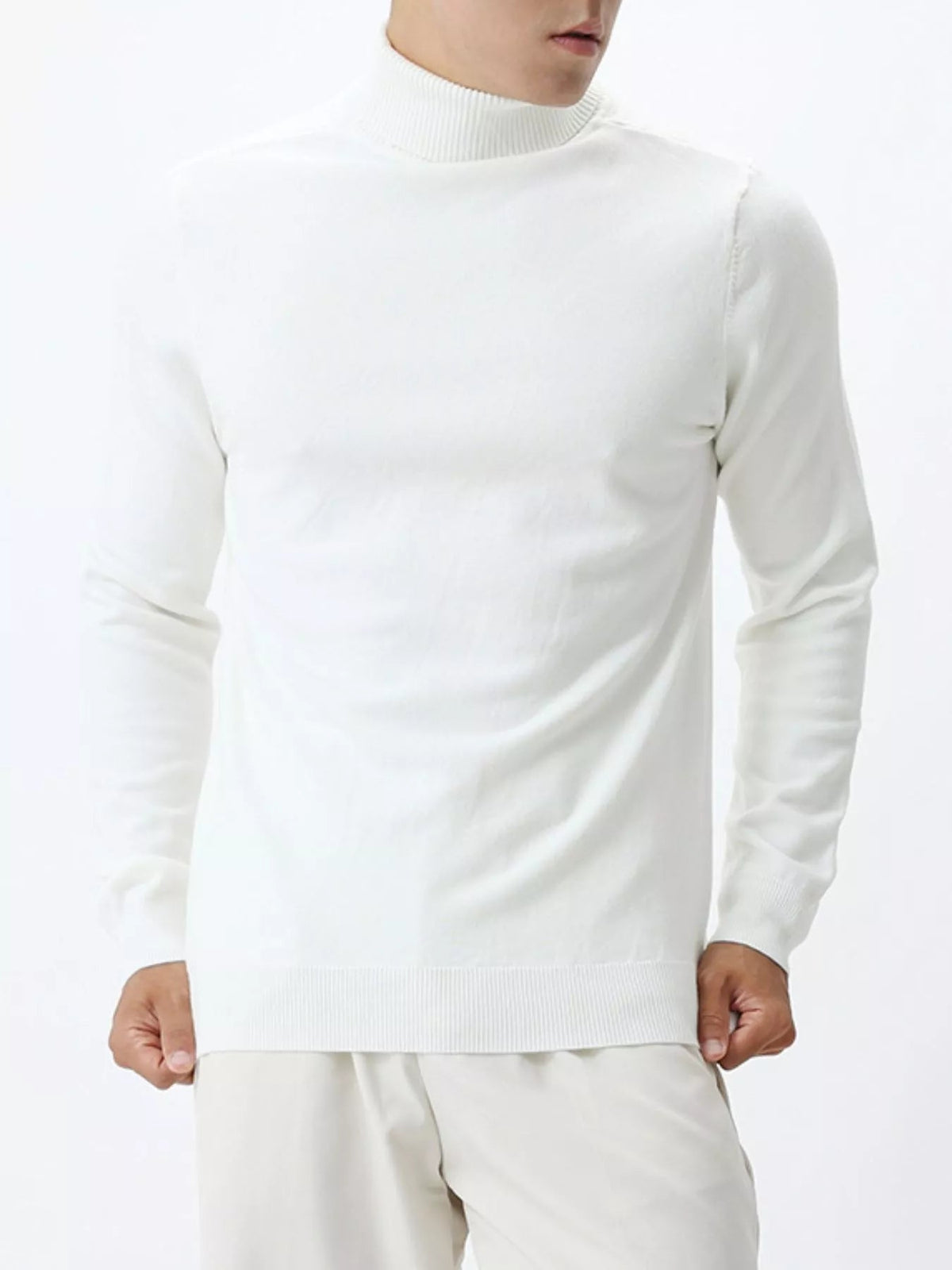 Men's Plus Size Slim-Fit Ribbed Turtleneck Sweater - Artículos HE