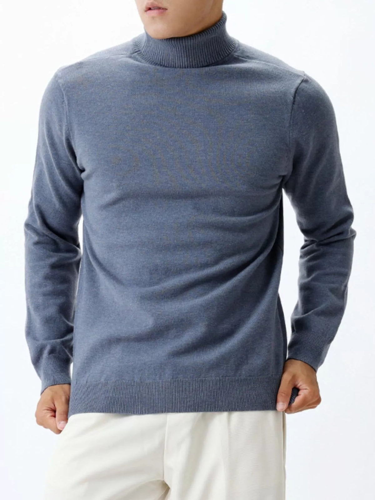 Men's Plus Size Slim-Fit Ribbed Turtleneck Sweater - Artículos HE
