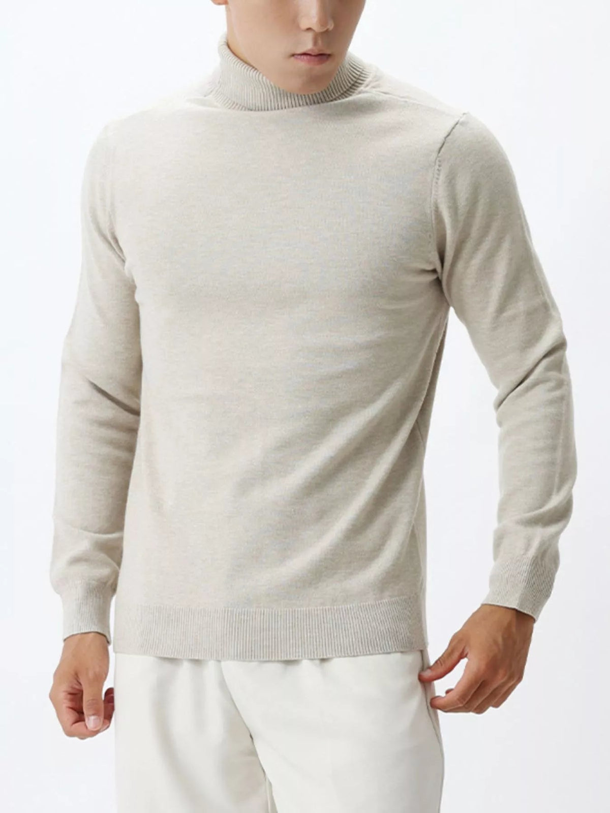 Men's Plus Size Slim-Fit Ribbed Turtleneck Sweater - Artículos HE
