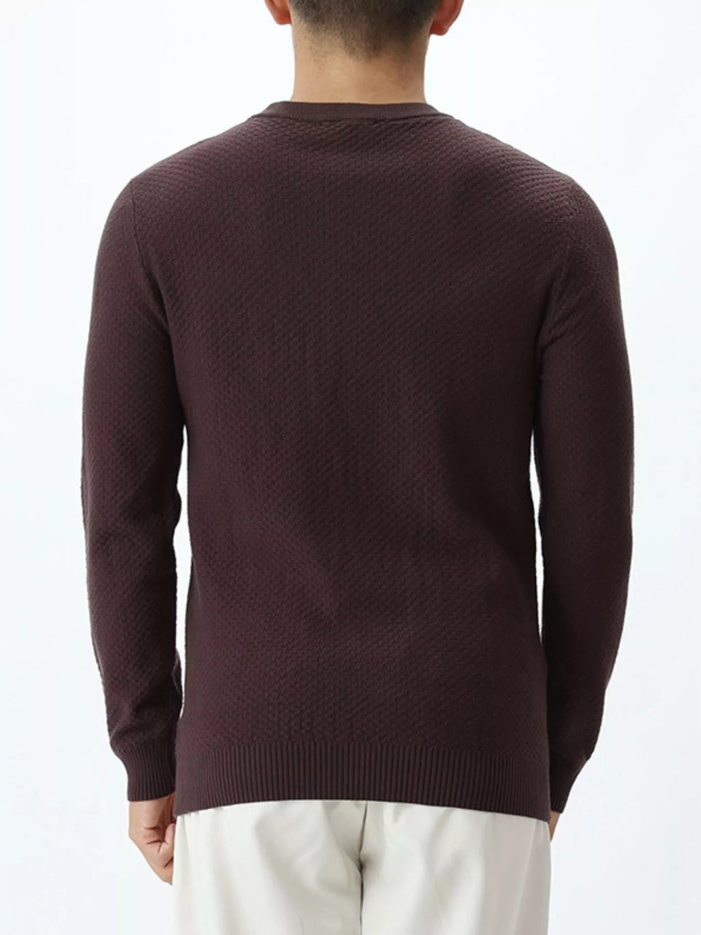 Men's Plus Size Textured Crew Neck Sweater - Artículos HE