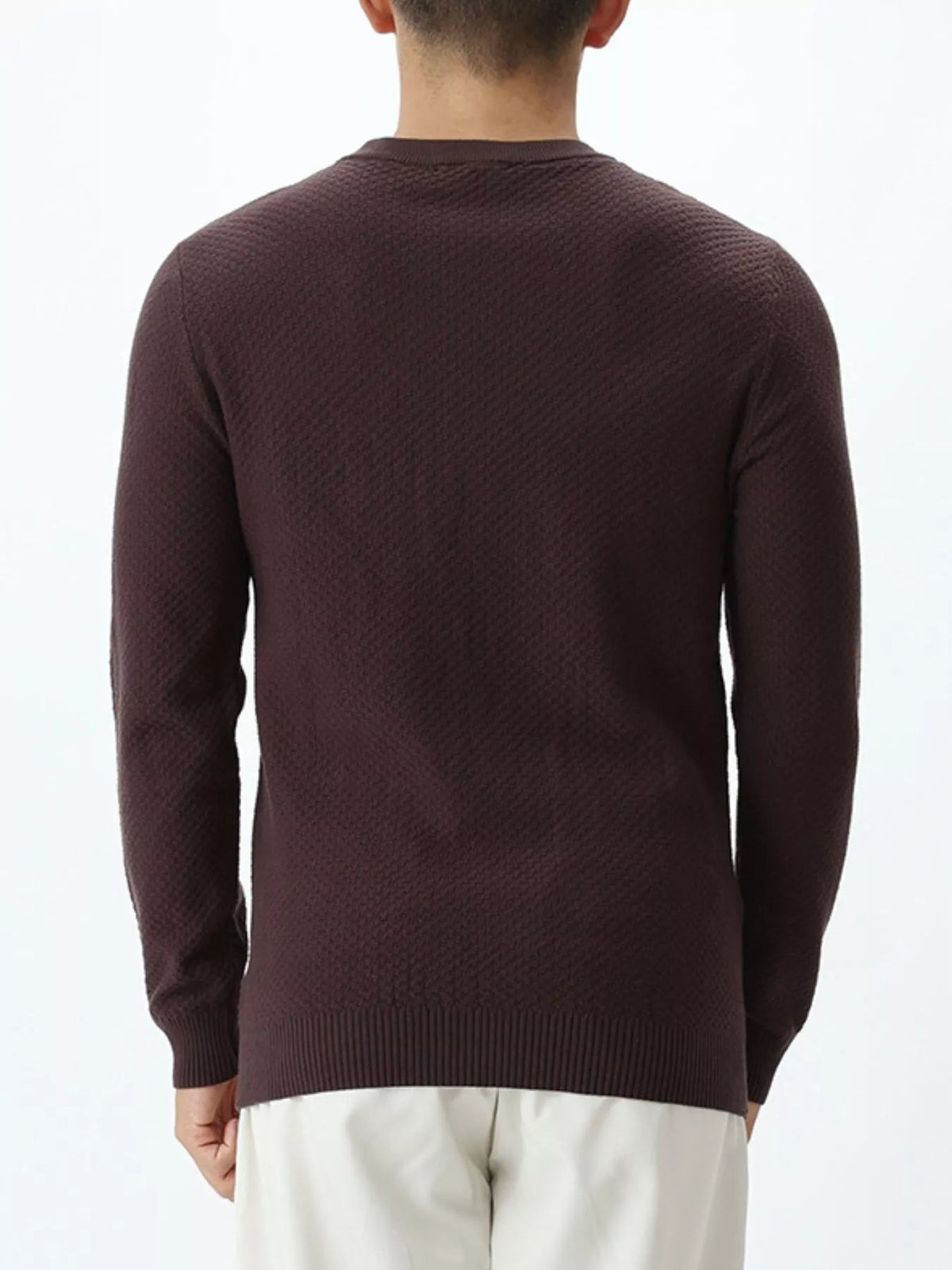 Men's Plus Size Textured Crew Neck Sweater - Artículos HE