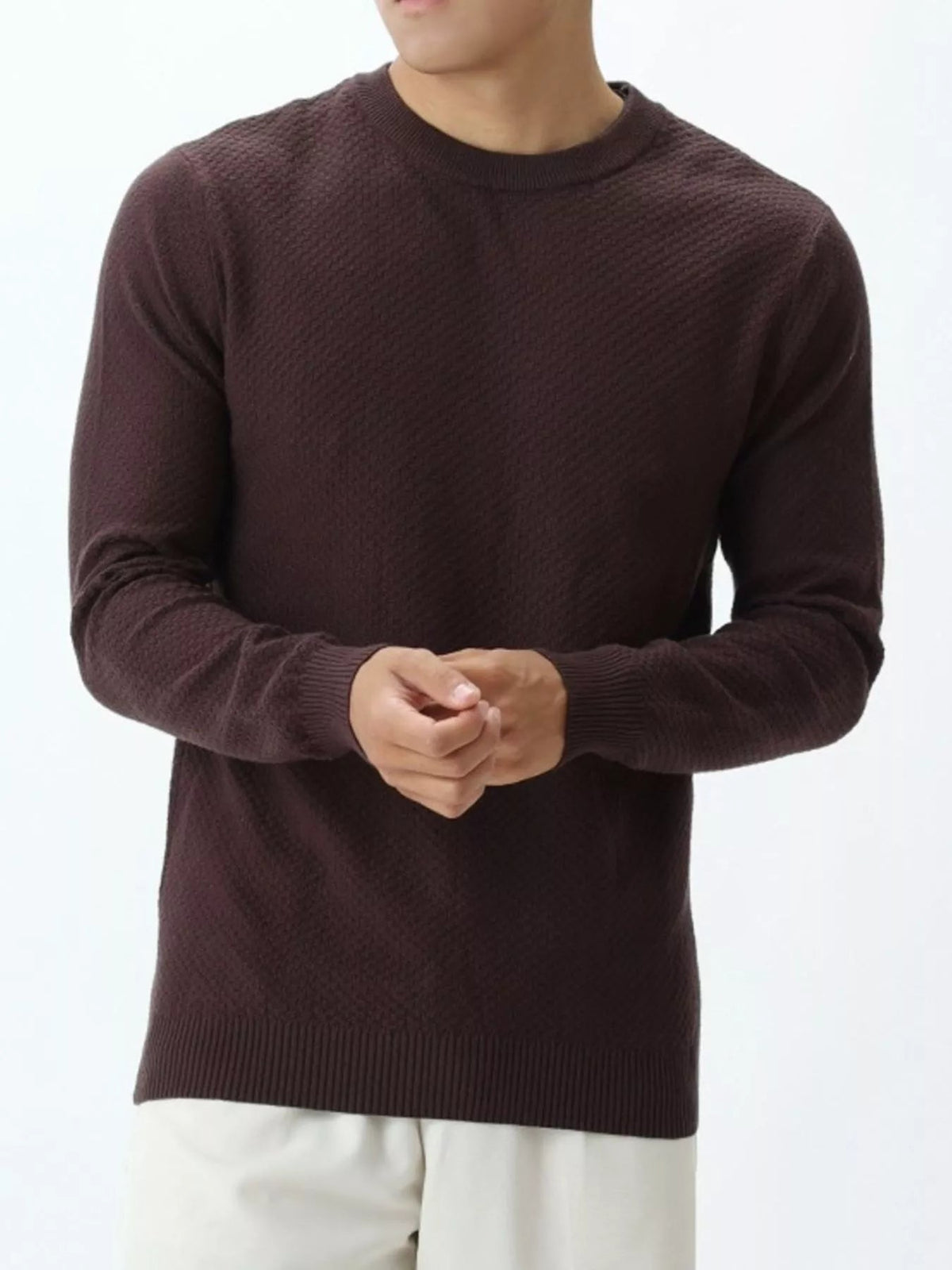 Men's Plus Size Textured Crew Neck Sweater - Artículos HE