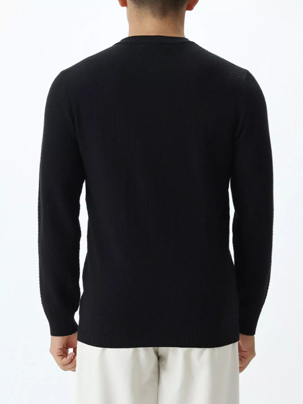 Men's Plus Size Textured Crew Neck Sweater - Artículos HE