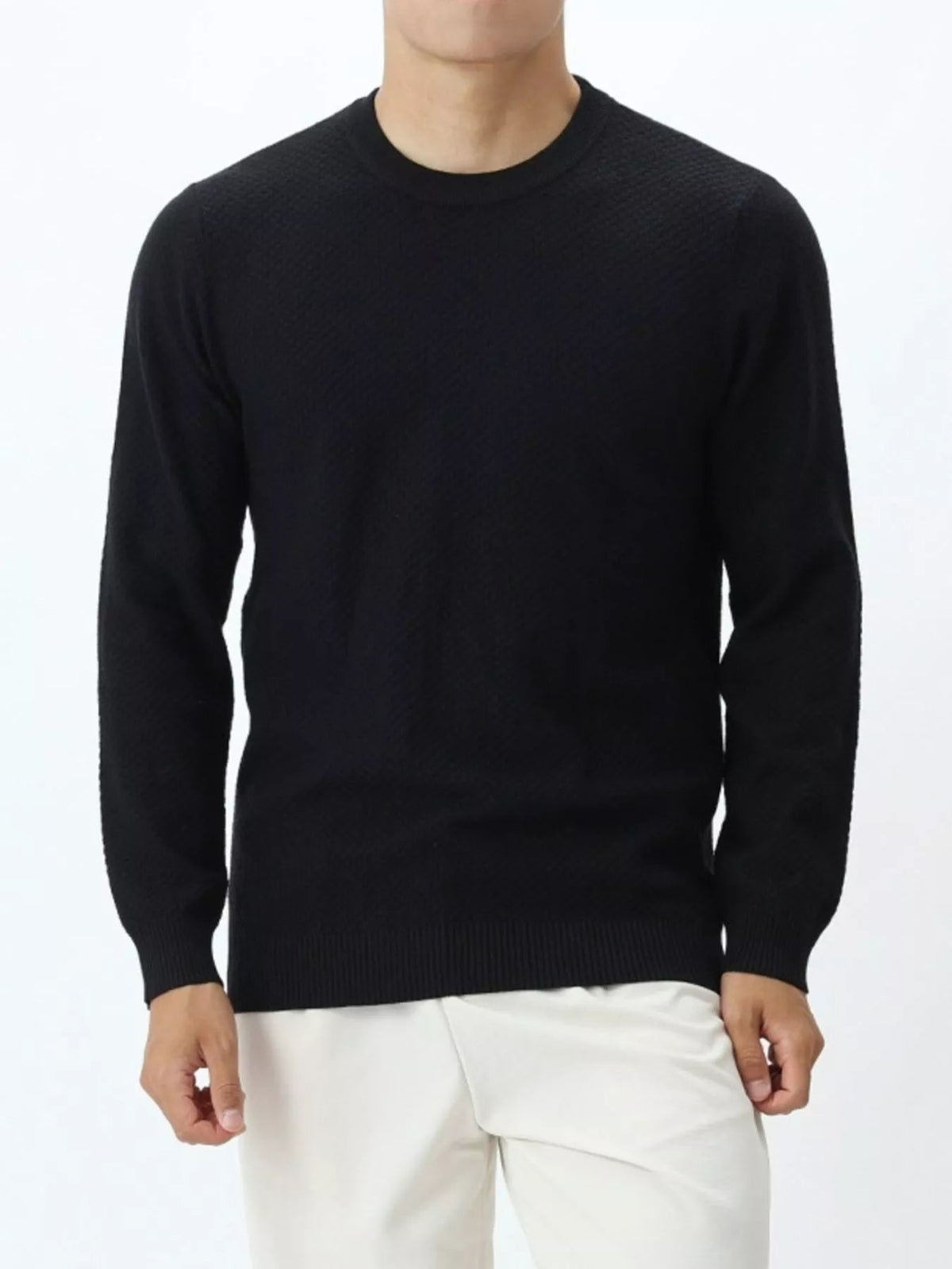 Men's Plus Size Textured Crew Neck Sweater - Artículos HE