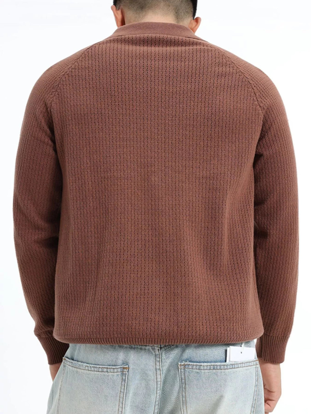 Men's Plus Size Textured Polo Collar Knit Top - Artículos HE