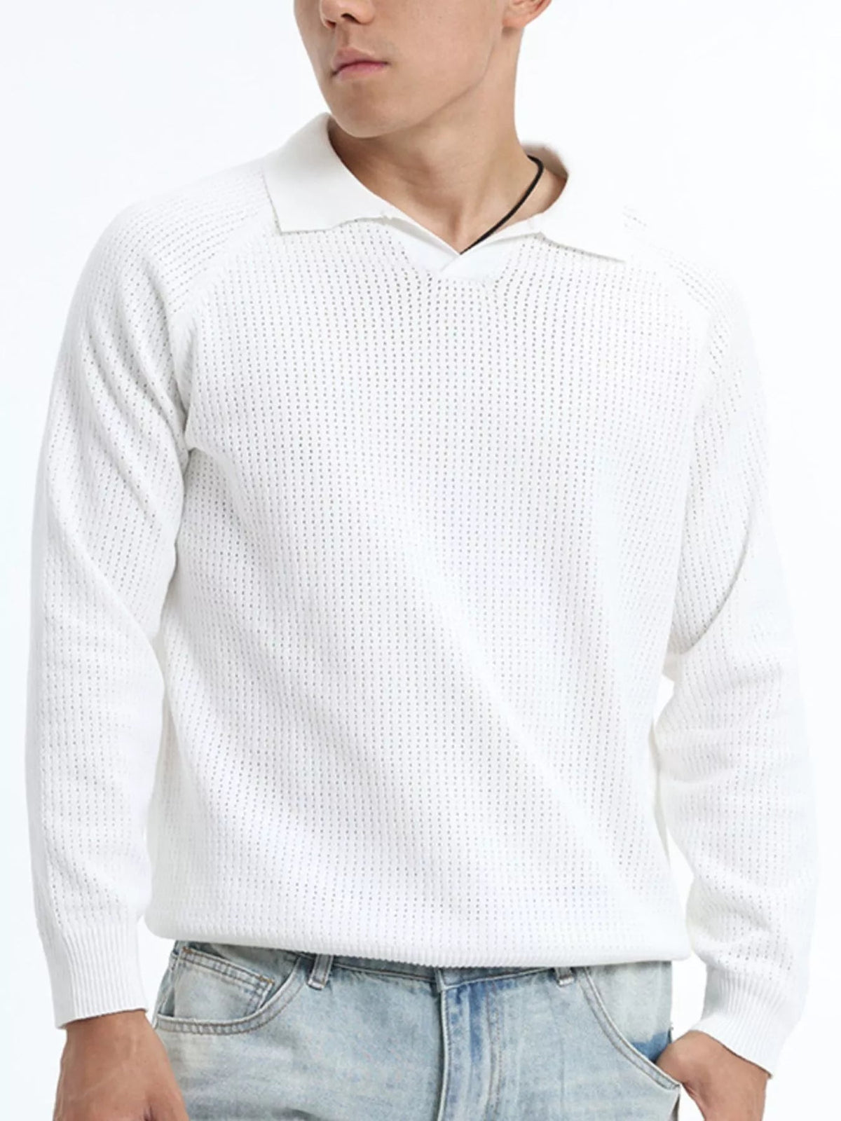 Men's Plus Size Textured Polo Collar Knit Top - Artículos HE