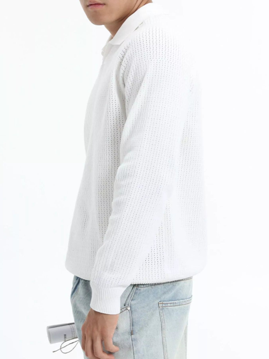 Men's Plus Size Textured Polo Collar Knit Top - Artículos HE