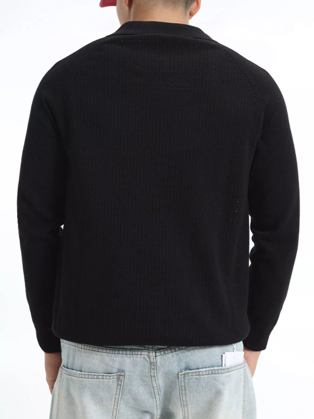 Men's Plus Size Textured Polo Collar Knit Top - Artículos HE