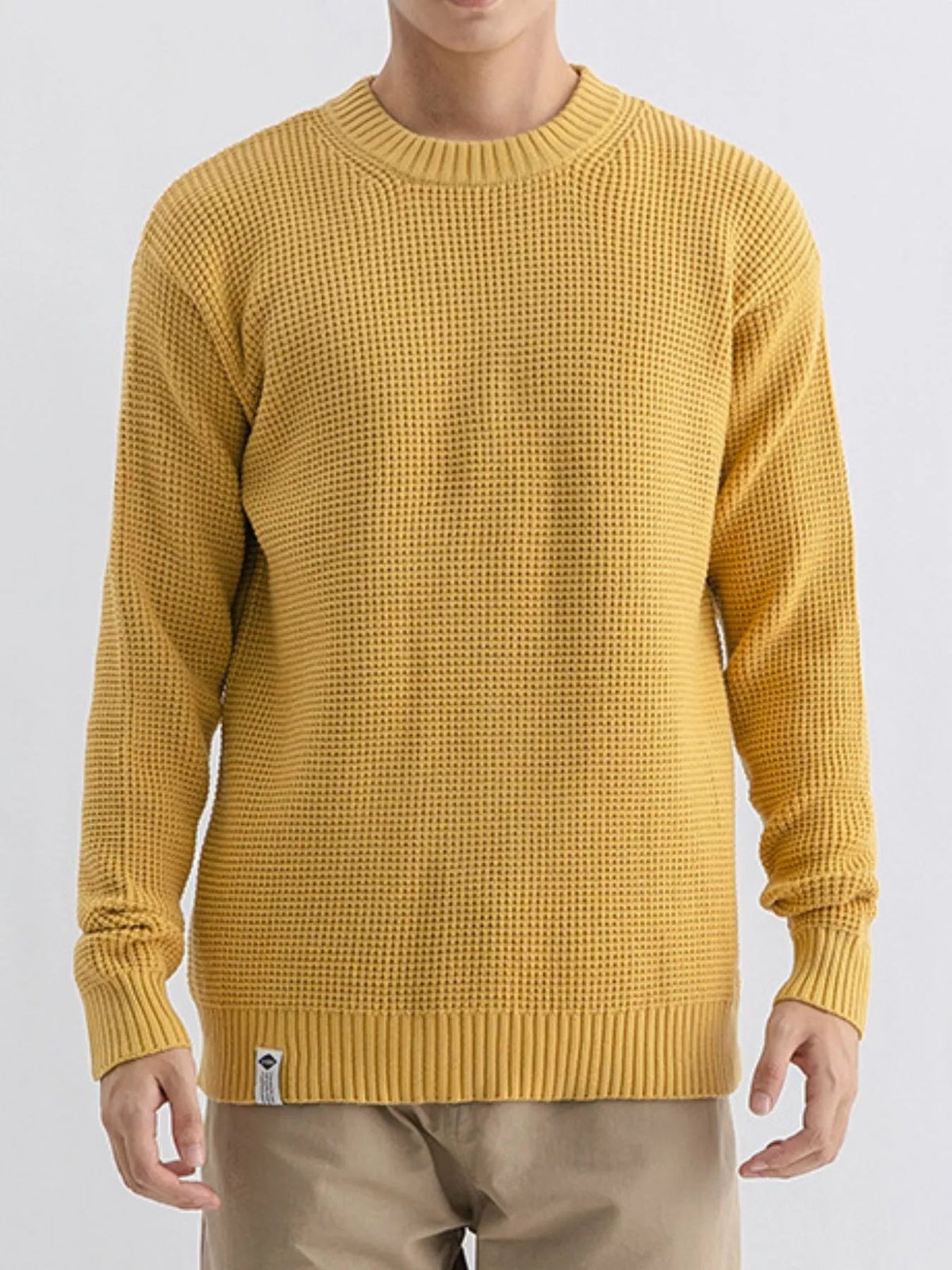 Men's Plus Size Waffle Knit Crew Neck Sweater - Artículos HE