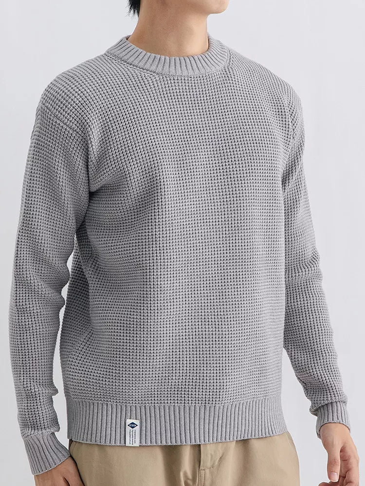 Men's Plus Size Waffle Knit Crew Neck Sweater - Artículos HE
