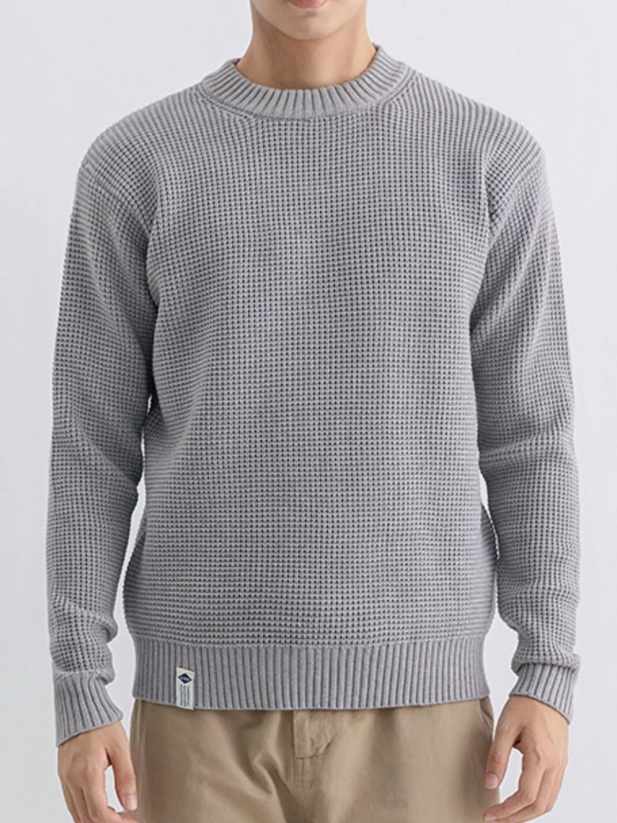 Men's Plus Size Waffle Knit Crew Neck Sweater - Artículos HE