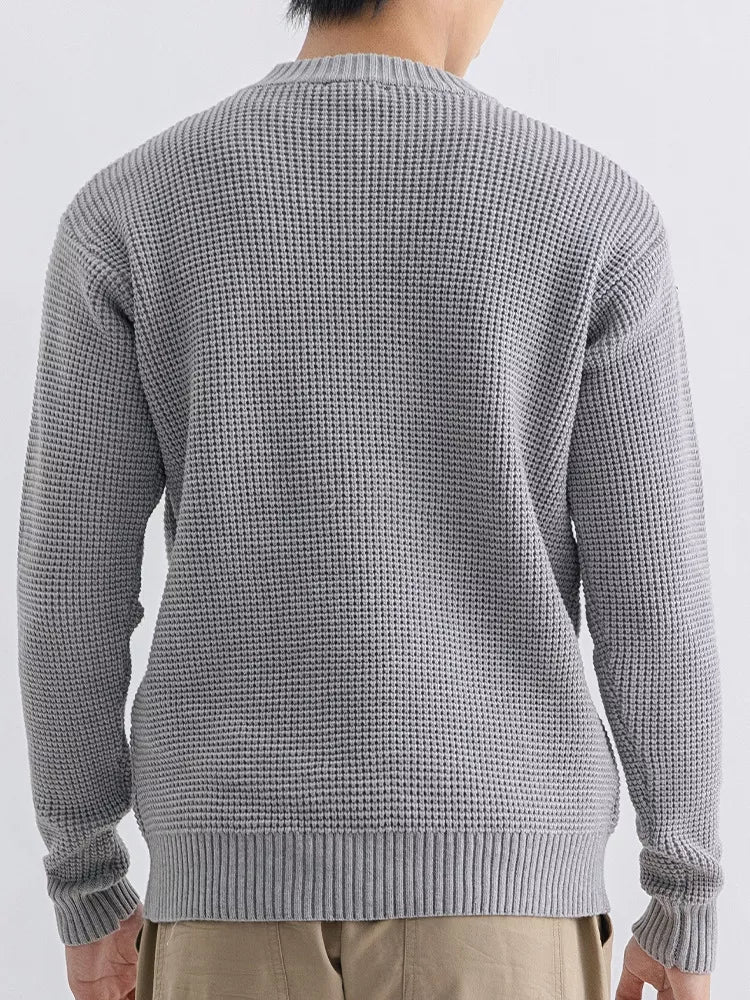 Men's Plus Size Waffle Knit Crew Neck Sweater - Artículos HE