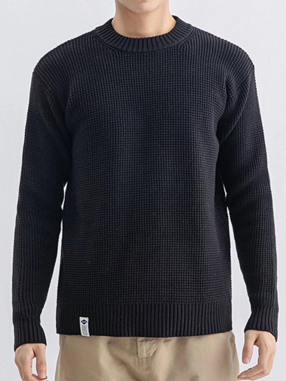 Men's Plus Size Waffle Knit Crew Neck Sweater - Artículos HE
