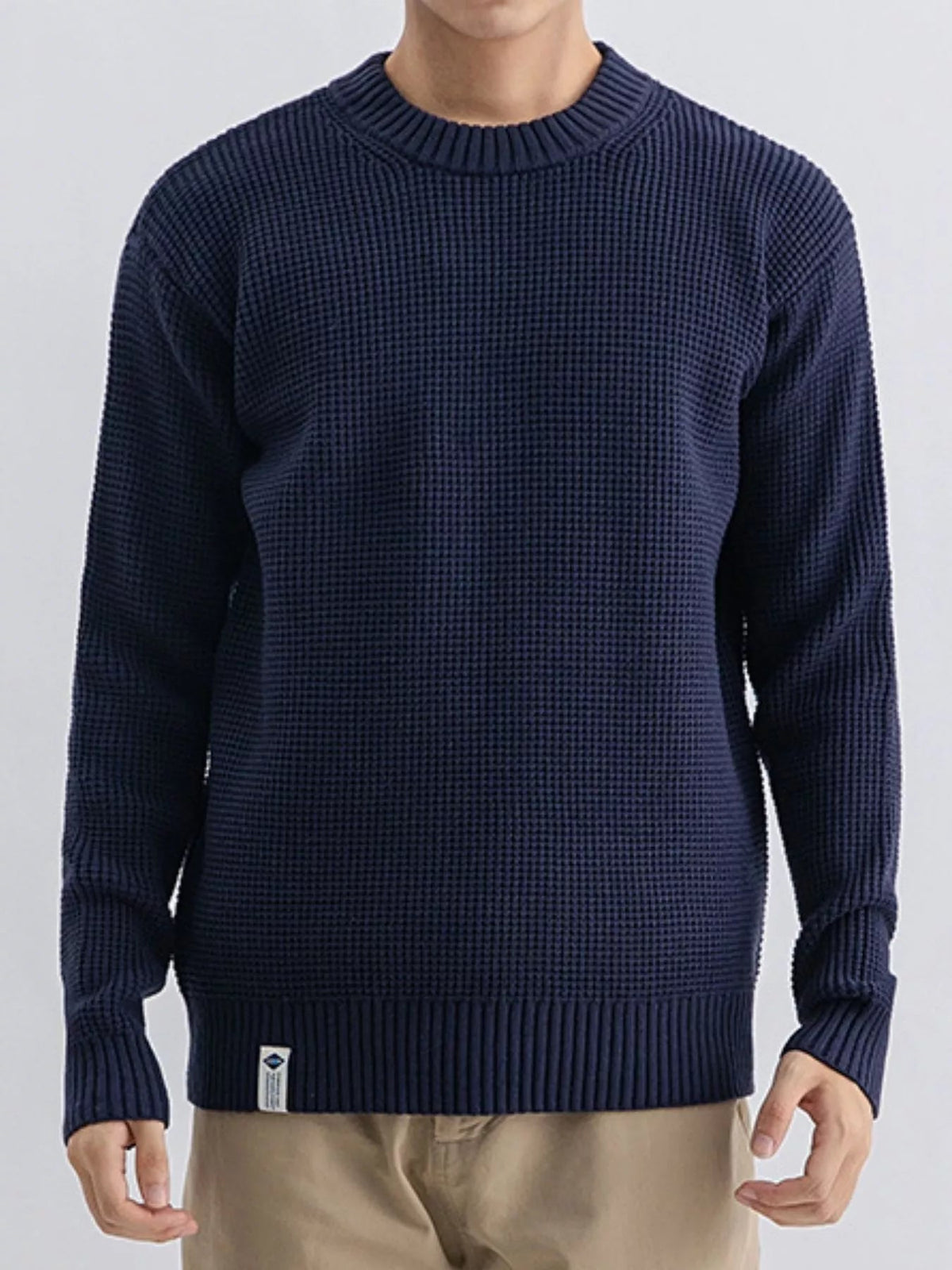 Men's Plus Size Waffle Knit Crew Neck Sweater - Artículos HE