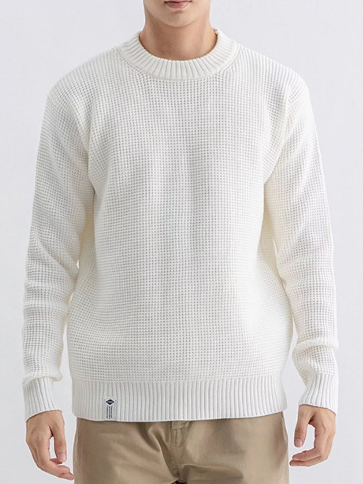 Men's Plus Size Waffle Knit Crew Neck Sweater - Artículos HE