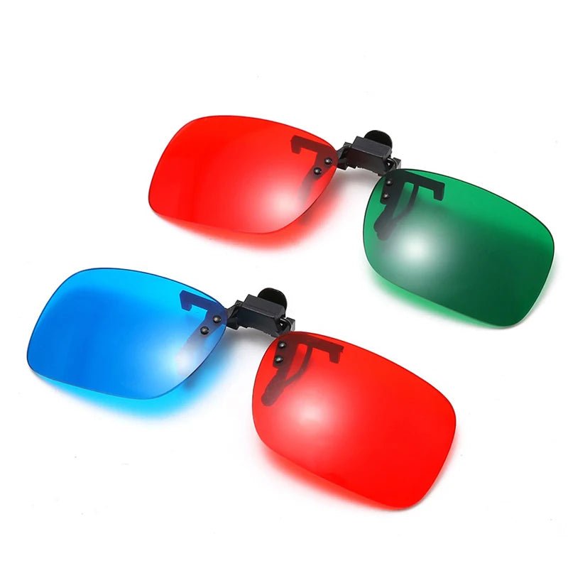 New Red Blue Green 3D Glasses Black Frame For Dimensional Anaglyph Movie TV Glasses For 3D Movies - Artículos HE