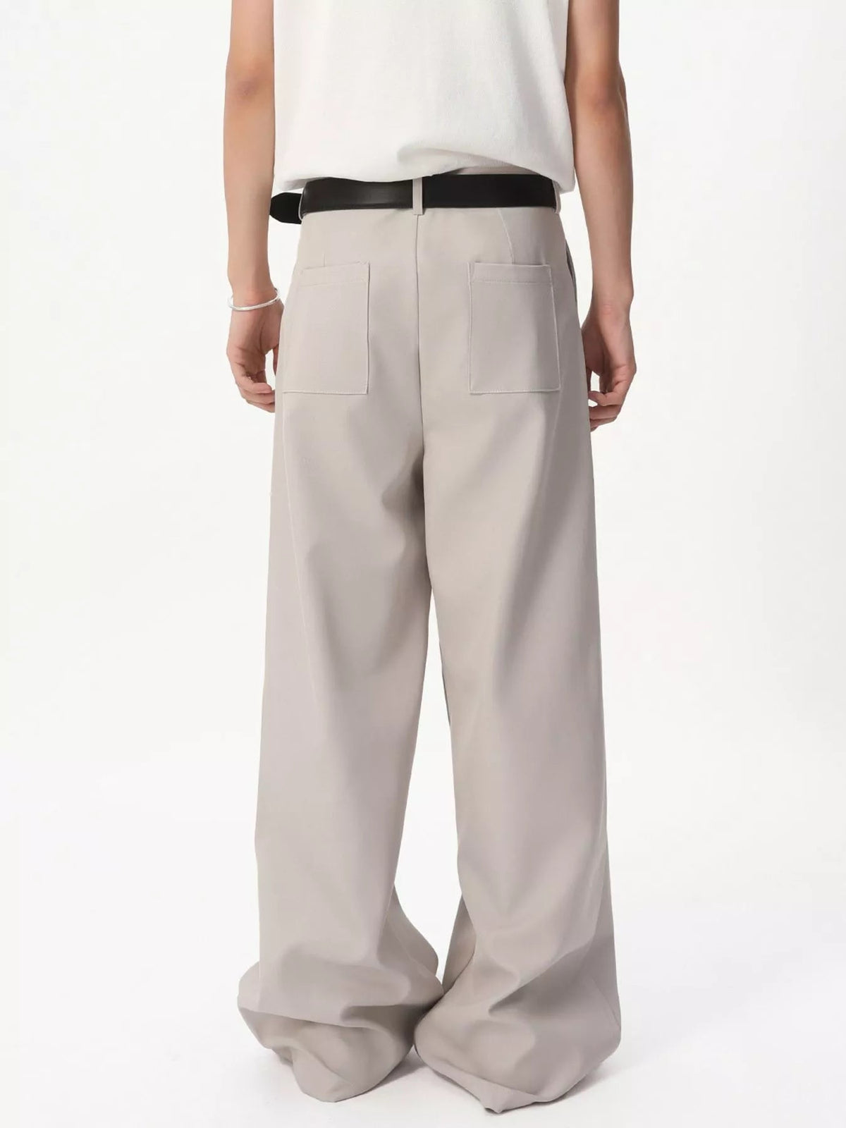 Pantalón de pernera ancha con pinzas y cintura alta para hombre - Artículos HE