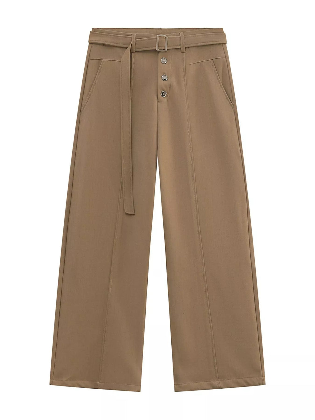 Pantalón de pernera ancha de cintura alta con cinturón para hombre - Artículos HE
