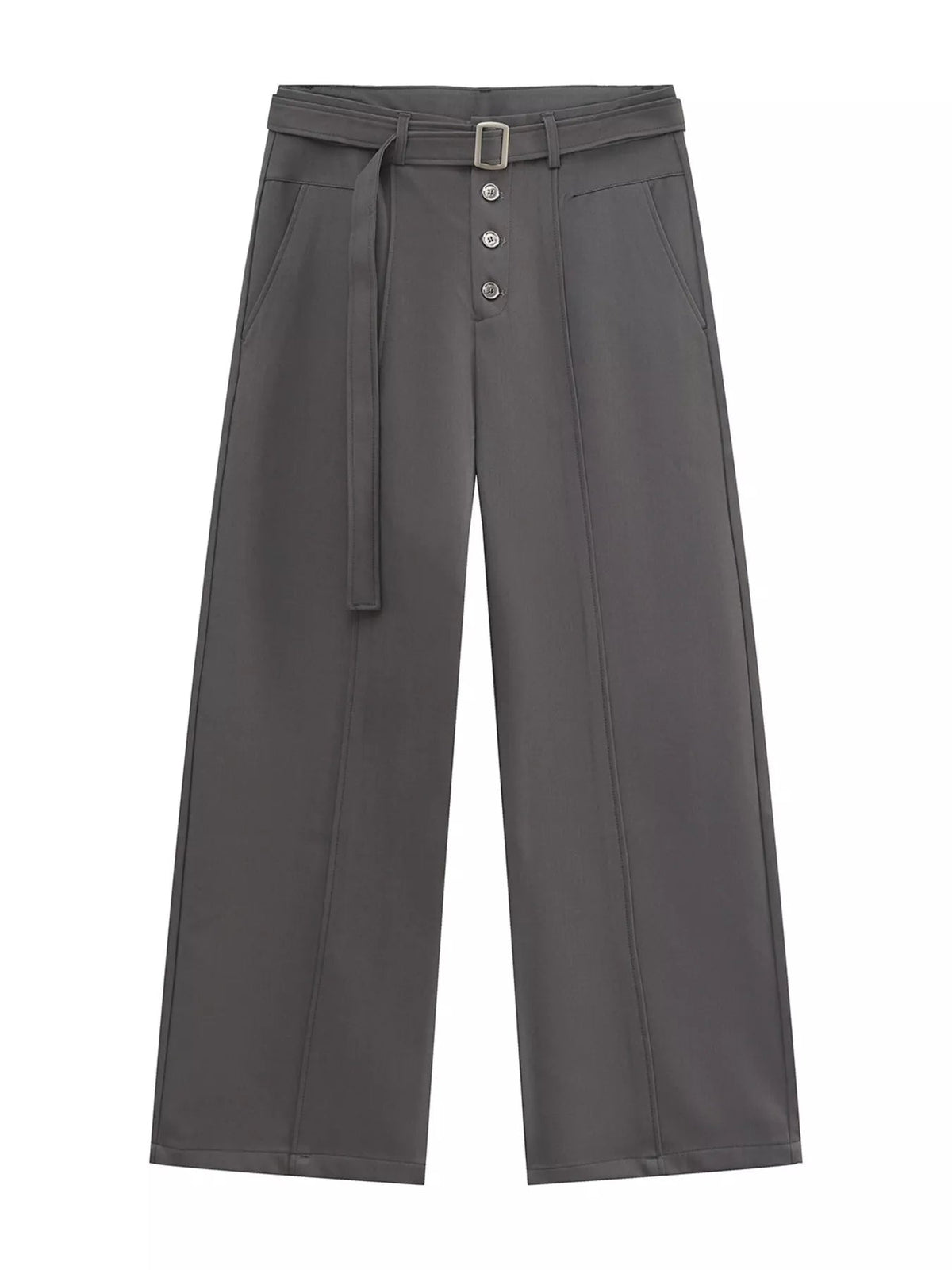 Pantalón de pernera ancha de cintura alta con cinturón para hombre - Artículos HE