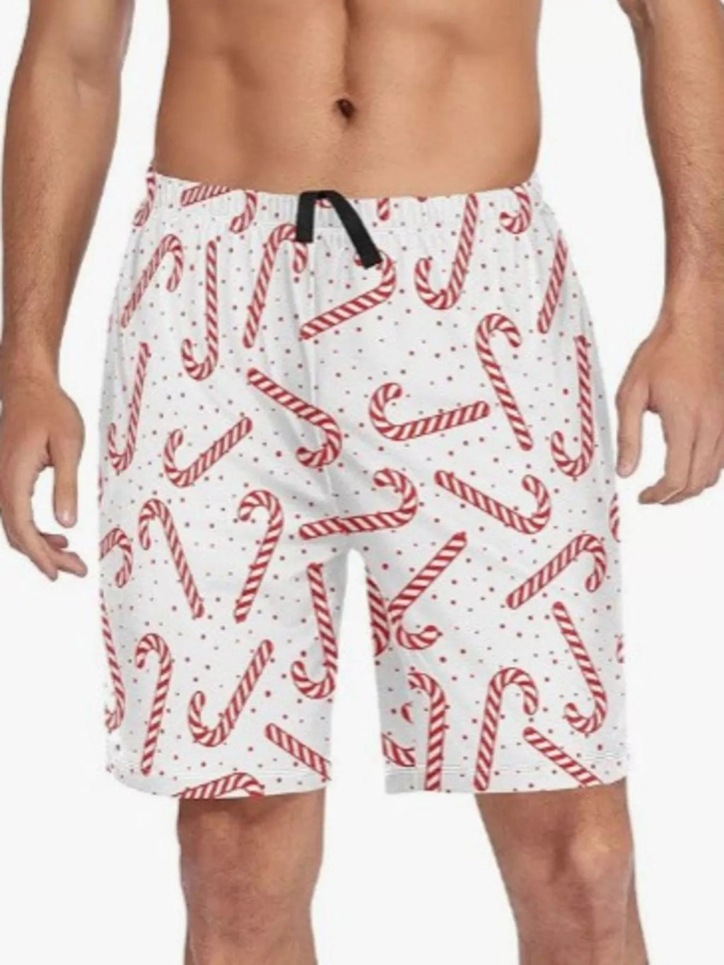 Shorts con estampado de bastón de caramelo navideño talla grande para hombre - Artículos HE
