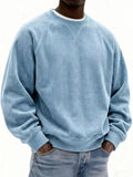 Sudadera de pana con cuello redondo talla grande para hombre - Artículos HE