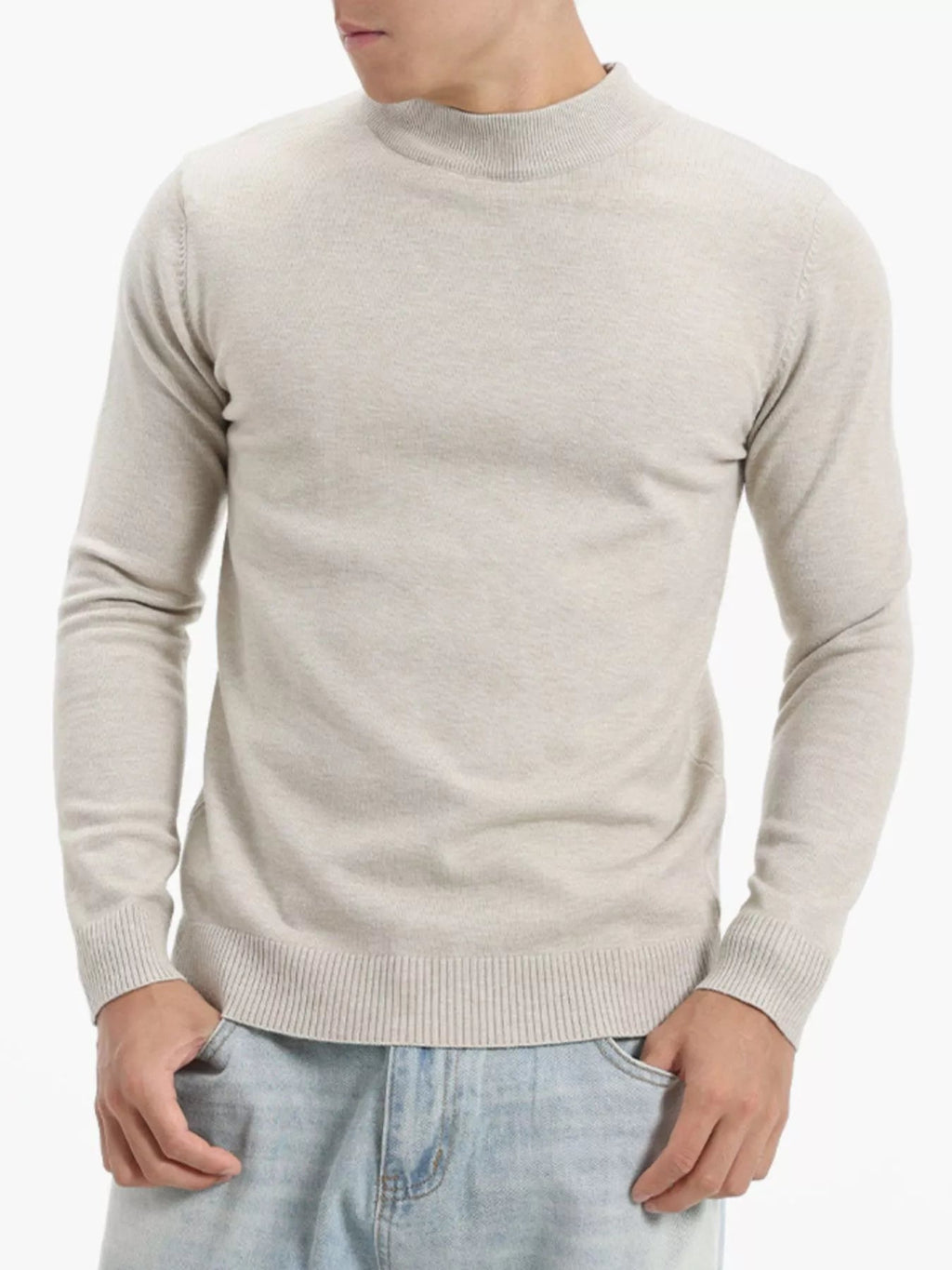 Top de punto slim fit con cuello cisne talla grande para hombre - Artículos HE