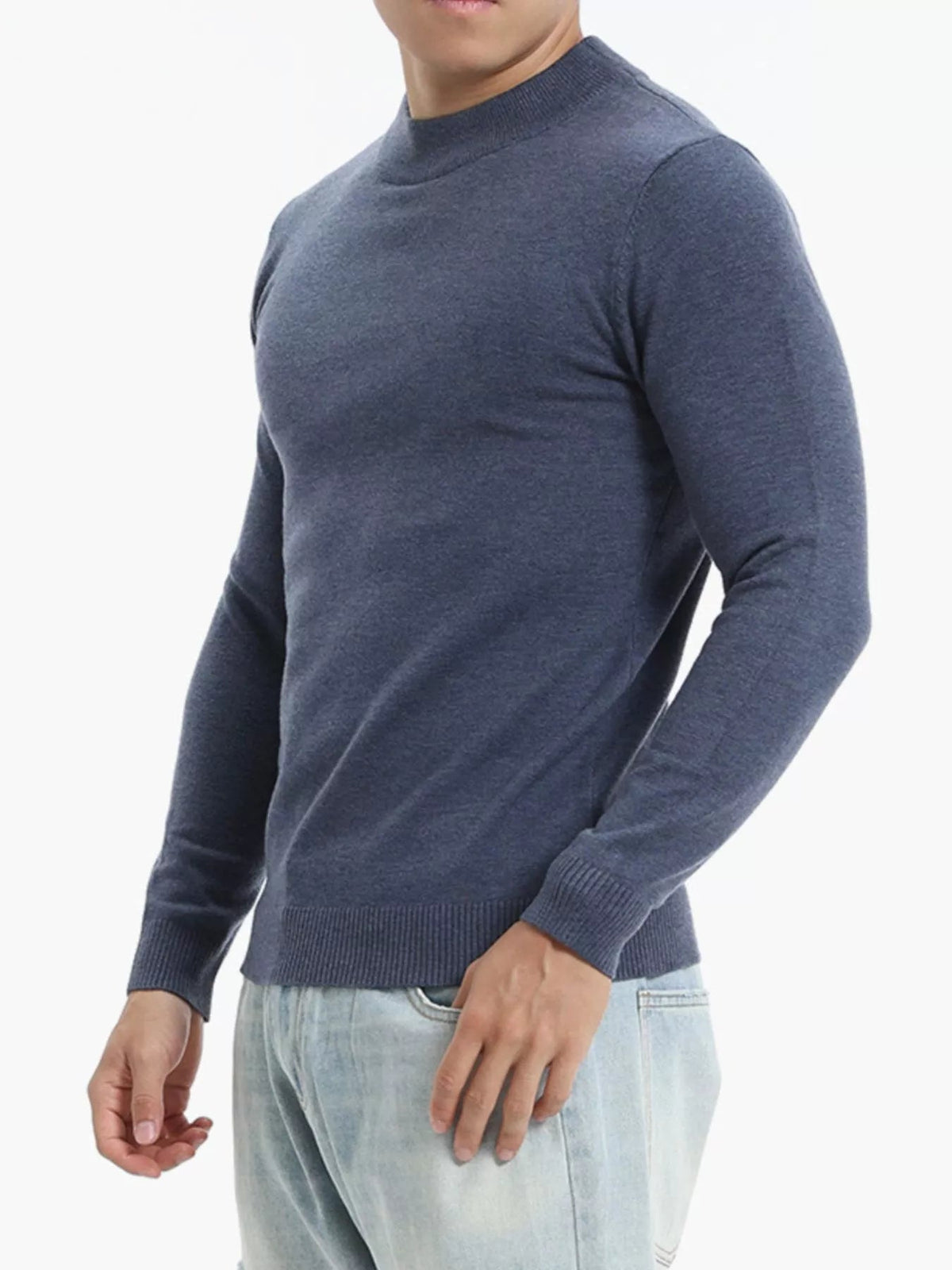 Top de punto slim fit con cuello cisne talla grande para hombre - Artículos HE