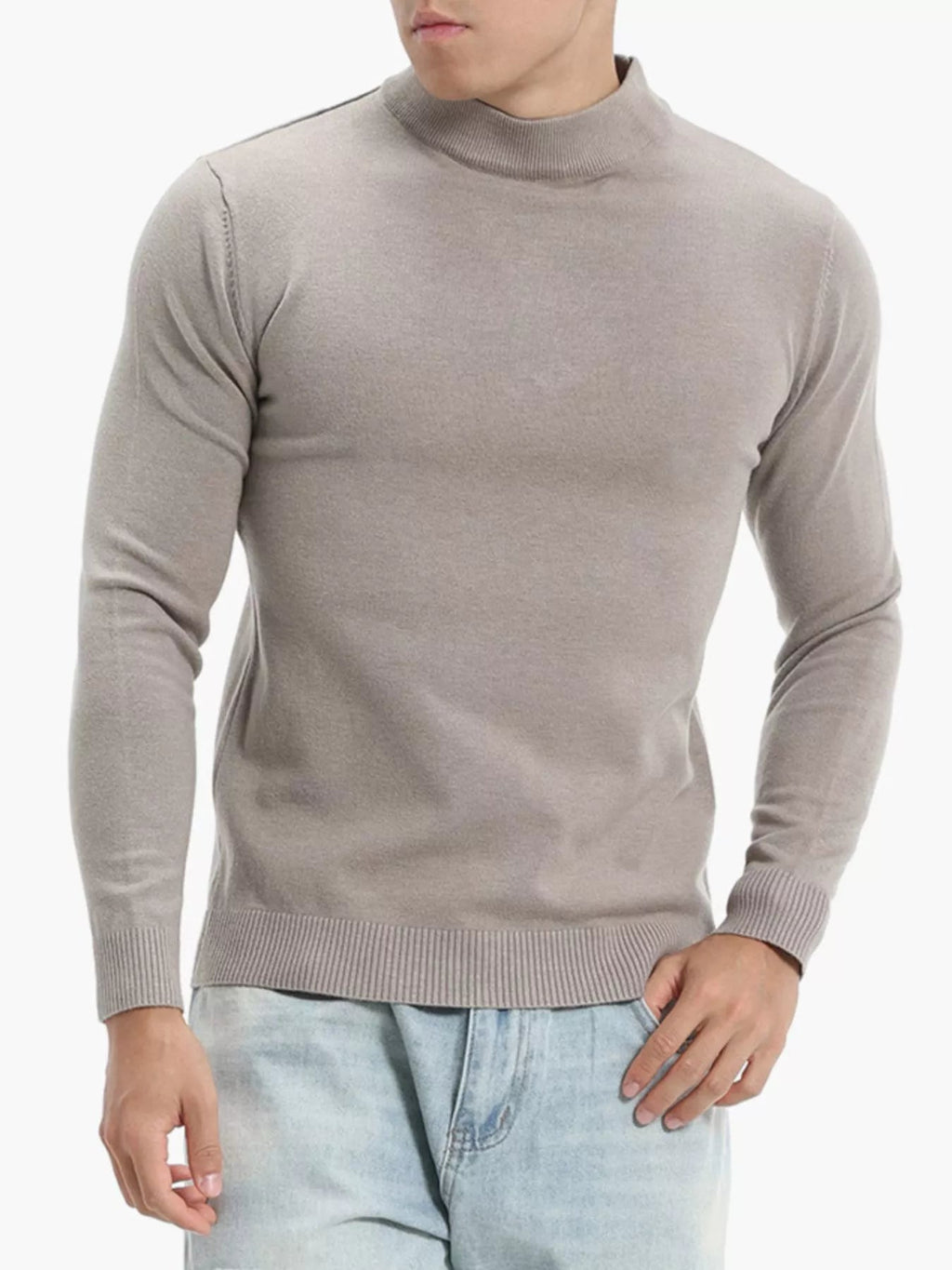 Top de punto slim fit con cuello cisne talla grande para hombre - Artículos HE