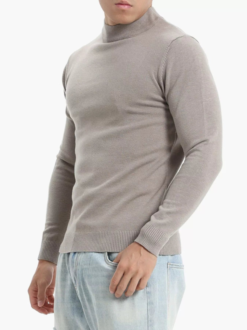 Top de punto slim fit con cuello cisne talla grande para hombre - Artículos HE